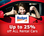Up to 25% off ALL Rental Cars with Budget!